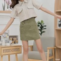 ราคา Fond กระโปรง ผ้าลูกฟูก เอวสูง กระดุมหน้า กระเป๋าข้าง S20 (17877219825)