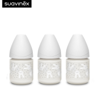 ราคา Suavinex แพ็ค 3 ชิ้น ขวดนม ลาย HYGGE รุ่น Premium glass wide neck bottle with round teat ขนาด 120ml เหมาะสำหรับอายุ 0 เดือน (19652627248)