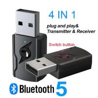 ราคา 4 in 1 USB Bluetooth 5 0 Wireless Transmitter Receiver 3 5mm AUx Audio Adapter for Bluetooth Speaker TV PC Car Kit (18576925331)