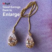 ราคา S925 Sterling Silver Gold Plated Water Drop Zircon Chain Ear Wire Earrings (19673287431)