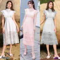 ราคา ชุดทำบุญ งานบวช ชุดลูกไม้ ทรงสุภาพ เดรสลูกไม้ เสื้อผ้าแฟชั่น 5651 1605 (16980335682)