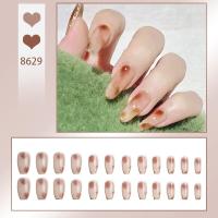 ราคา NaiIs เล็บปลอม24ชิ้นกับ GIue Short Iong เล็บปลอม Rt Lce Camellia แป้งไข่มุกเล็บโปร่งใส (20825980076)