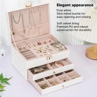 ราคา กล่องเก็บเครื่องประดับกล่องเก็บเครื่องประดับ2ชั้นที่มีสไตล์ความจุขนาดใหญ่หนัง PU สีขาวสำหรับใส่แหวนเป็นสร้อยข้อมือ (19982728787)