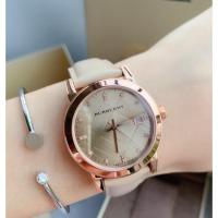 ราคา COD นาฬิกาข้อมือ Burberry the city rosegold beige leather watch คริสตัล BU9131 (13039339687)