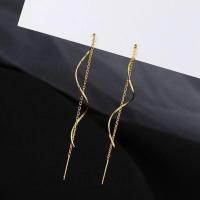 ราคา ต่างหูแฟชั่นต่างหูระย้ายาวแบบเรียบง่ายสีทองอารมณ์ Earline K (19558142742)