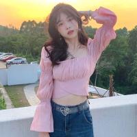 ราคา เสื้อชีฟองแขนยาวประดับโบว์สไตล์เกาหลีสําหรับผู้หญิง เสื้อครอปคอเหลี่ยมไขว้ผูกโบว์หลังมี3สี สวมใส่สบาย (16083084924)