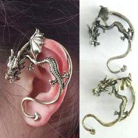 ราคา SANHE ต่างหูรูปมังกรย้อนยุคโกธิคพังก์ตุ้มหูโลหะมังกรกัดปิดหูกันหนาว (10003516044)