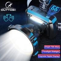 ราคา Outtobe ไฟหน้าไฟหน้ารถมอเตอร์ไซค์แบบ LED จอแสดงผลดิจิตอลไฟหน้าสุดสว่างไฟฉายคาดหัวแบบชาร์จได้1000เมตรไฟหน้าตรวจจับอัจฉริยะไฟฉายคาดหัวแบบชาร์จได้การส่องสว่างสำหรับการวิ่งตกปลาการผจญภัยในป่า (20854832036