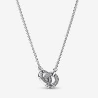 ราคา New 925 Sterling Silver Zircon Stone Circle Pendant Necklace Signature Intertwined Pavé Chain Necklace Jewelry For Women (21051731540)
