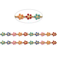 ราคา 1m 3 28 Feet Golden Brass Enamel Link Chain Long Lasting Plated Unwelded Flower Colorful 9x6x1mm (19885608784)