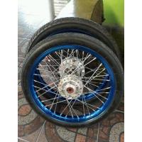 ราคา ชุดล้อน้ำเงินขอบเรียบ พร้อมยางนอกลาย ยางใน 1 40x17 ดุมกระจก ใส่ SonicTena Nova (21175981550)