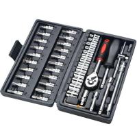 ราคา VR 46 PCs wrench tool set and block set tool wrench kit block Pro mechanic Tools Set kit tool multi purpose with plastic Box shockproof (13948871253)