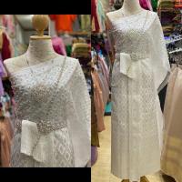 ราคา ชุดสไบกากเพชรปักมุก หน้านางชายภัทร สไบมุก สไบเรียบ สไบเฉียง ชุดไทยสีขาว ชุดไทยสีทอง ชุดไทยสีเงิน (15543317347)