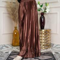 ราคา กระโปรงยาวแฟชั่นอิสลาม สไตล์อัดพลีท ผ้าเงาปักลายชายกระโปรง เอวยางยืด ผ้าเบาสบาย คนอวบใส่ได้ KA09 รุสมีนี (19852262615)