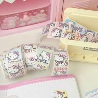ราคา พร้อมส่งในไทย ถูกมาก สติ๊กเกอร์ sticker ลายการ์ตูน ซานริโอ คิตตี้ สี่เหลี่ยม สติกเกอร์ DIY ตกแต่งภาพ ผนัง 200ดวง ม้วน (20684435945)