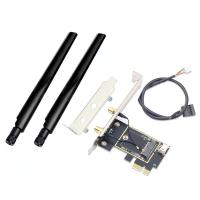 ราคา M 2เป็น PCI E Wireless Adapter Converter 2x เสาอากาศ NGFF M 2 WiFi การ์ดบลูทูธสำหรับ Intel AX210 AX200 9260 8265 8260 (19918474615)