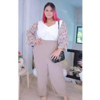 ราคา กางเกงขายาวทำงาน ผ้ายืดใส่สบาย ไม่ต้องรีด สำหรับคนอ้วน 100 โลขึ้นไป กางเกงขายาวสาวอวบ กางเกงขายาวใส่สบายสำหรับคนอ้วน ก406 ก407 (18659498298)