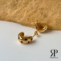 ราคา URPALS ต่างหู Stainless ชุบทอง 18K ฝังเพชร CZ ทนน้ำ ทนเหงื่อได้ดี ใส่ออกงานได้ (19691653746)