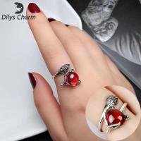 ราคา Dilys Charm Silver Plated คริสตัลสีแดงปรับแหวนสุนัขจิ้งจอกสำหรับสตรี (7827447537)