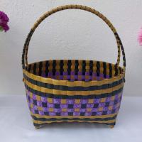 ราคา กระเช้าสานเส้นพลาสติก ตะกร้าสานเส้นพลาสติก ตระกร้าสานเส้นพลาสติก ทรงวงรี ที่จับโครงลวดขนาดใหญ่ และเล็ก (19976829375)