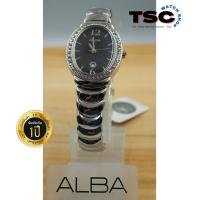 ราคา ALBA นาฬิกาข้อมือผู้หญิง รุ่น AH7L49X1 สายสแตนเลสสีเงินหน้าดำ คริสตัล SWAROVSKI ทรงรูปไข่ แท้100 (17644573244)