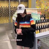 ราคา เสื้อยืดAdidasคอกลมแขนยาวผู้ชายและผู้หญิงสายรุ้ง ฟรีไซส์ เสื้อความยาว70cm หน้าอก110cm (12419971834)