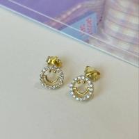 ราคา Suwann na shop ราคาต่อคู่ ต่างหู ต่างหูเงินแท้ ต่างหูเพชร ต่างหูหน้ายิ้มเพชร สีเงิน ทอง (19887860087)