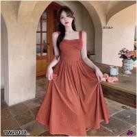 ราคา TW20138 Maxi Dress เดรสยาว จับจีบ กระโปรงเอวจับจีบรอบ (21022215940)