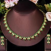 ราคา เลื่อมชุบทองอินเดียสีเหลืองลูกบาศก์เต็มเพทายสร้อยคอตุ้มหูชุดเครื่องประดับใบไม้แฟชั่นสำหรับผู้หญิงชุดพรอมงานเลี้ยง SJ138 (19461059932)