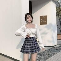 ราคา Kiyomi กระโปรงเกาหลีกระโปรงเทนนิสเอวสูงสีทึบกระโปรงจีบนักเรียนกางเกงขาสั้นกระโปรงซับใน 1 4 วันจัดส่ง (20849333535)