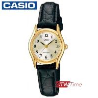ราคา Casio นาฬิกาข้อมือผู้หญิง สายหนังแท้ รุ่น LTP 1094Q 7B2RDF หน้าปัดสีทอง (2599398635)