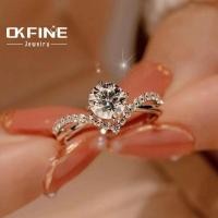 ราคา แหวนมงกุฎ18K สำหรับความรักแหวนเพชรจำลองกรงเล็บสี่อันใหม่สำหรับผู้ชายและผู้หญิงแหวนแต่งงานแหวนหินโมซานแบบปรับได้ (19829494875)