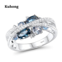 ราคา Kuhong แหวนพลอยเพทายคริสตัลแหวนสีฟ้าแหวนแต่งงานแหวนหมั้นเครื่องประดับ (12647938647)