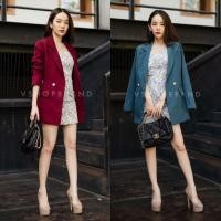 ราคา เซตสูท 3 ชิ้น เสื้อสูท เสื้อครอป กระโปรงทองลายดอก VSHOP (15956319821)