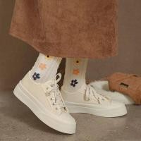 ราคา รองเท้าผ้าใบสีขาวผู้หญิงสไตล์เกาหลีแฟชั่นรองเท้าผ้าใบหัวแม่เท้ารองเท้าลำลองผู้หญิง (18233567507)