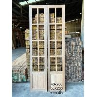 ราคา บานประตูไม้เต็งจิกพร้อมกระจก8 10ช่องลูกฟักไม้ เลือกวงกบได้ (21248539715)