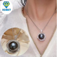 ราคา เครื่องประดับแฟชั่นของผู้หญิงขายดีสร้อยคอจี้ดอกไม้ประดับเพชรไข่มุกดำน้ำจืด (17617677620)