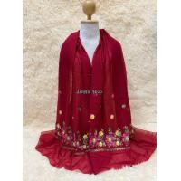 ราคา ผ้าพันคอ ผ้าคลุมไหล่ ผ้าปักลายดอกไม้ (19375265248)