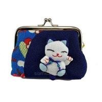 ราคา กระเป๋าแมวกวัก กระเป๋าสตางค์ ผ้าญี่ปุ่น คลิปแมวกลาง แถมฟรี กระพรวนแมวกวัก (2336252210)