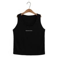 ราคา มีไซส์ใหญ่ Plus Size Womens Sstretchable Sleeveless Summer White Black Tanks Oversized Knitted Letter Embroidery Female Tops (18199984872)