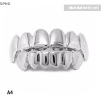 ราคา SPHO ใหม่ที่กำหนดเอง14K ทองชุบ hip hop ฟัน grillz caps TOP BOTTOM Grill Fang set (20055398196)