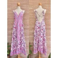 ราคา ชุดเดรสยาวสายเดี่ยวพิมพ์ลาย งานผูกหลังสไตล์โบฮีเมี่ยน (20880251956)