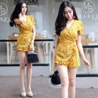 ราคา จั้มสูทขาสั้นผ้าวูลพีชพิมพ์ลายดอกไม้ (17245757345)