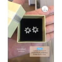 ราคา ต่างหูก้านเสียบเงินแท้92 5 ดอกไม้ประดับเพชร cz หน้ากว้าง 1 0 cm ก้านเสียบเงินแท้ (17433071699)
