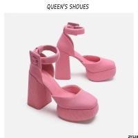 ราคา รองเท้าส้นสูงตุ๊กตาบาร์บี้แมรี่ไฮโซผู้หญิงรุ่นใหม่สไตล์ฝรั่งเศส 2023 รองเท้าแตะส้นหนาฤดูร้อนผู้หญิงสีชมพู (19236409122)