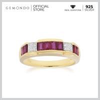 ราคา Gemondo แหวนเงินแท้ 925 ชุบทอง 18K ทับทิมสยาม Siam Ruby และเพชร Diamond ดีไซน์คลาสสิต (5863176582)