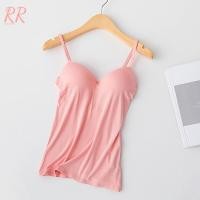 ราคา RR Womens Comfy Vest With Built In Bra V Neck Sleeveless Adjustable Strap Tank Top Tank Top Vest Top For Women Girls Ladies Summer V Neck Casual With Built In Bra Adjustable Strap (15591440043)