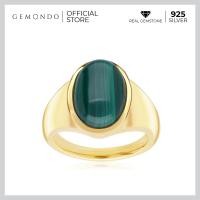 ราคา Gemondo แหวนผู้ชายเงินแท้ 925 ชุบทอง 18K ประดับหินมาลาไคต์ Malachite สีเขียว คลาสสิค แหวนหิน แหวนพลอย (10053570892)