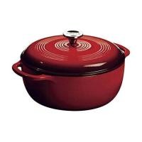 ราคา Lodge Enameled Cast Iron Dutch Oven With Stainless Steel Knob and Loop Handles 6 Quart Red (10757400365)
