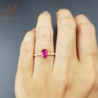 ราคา Meena Gems แหวนพลอยแท้ทับทิม ดีไซน์รูปไข่ตัวเรือนประดับเพชรเซียม่อน ตัวเรือนเงินแท้ ค่าจัดส่งฟรี (20386153265)